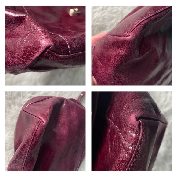 B Makowsky cranberry wine glazed leather Shoulder Bag with gold detail - Picture 14 of 16